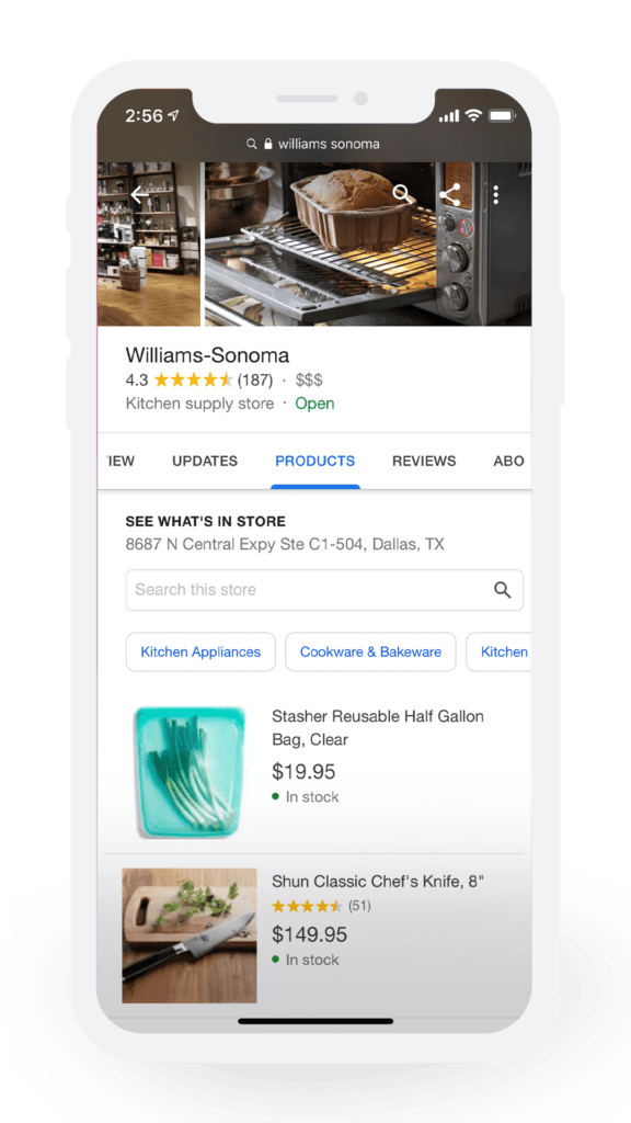 Williams-Sonoma Google Shopping listings